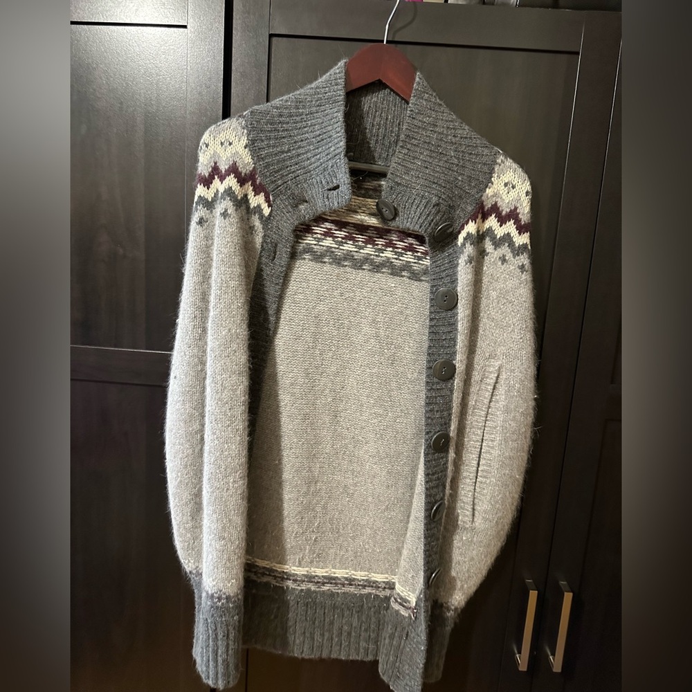 WAREHOUSE Fair Isle Sleeveless Poncho Cardigan – Size S - 70% Wool - Picture 2 of 10